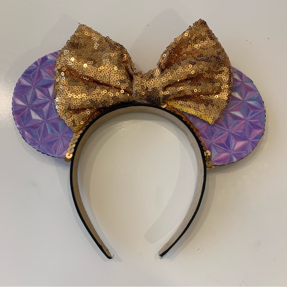 Purple and gold sequin Minnie Mouse Ears Disney